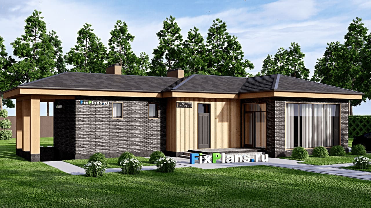Одноэтажный дом F-15470 — фасад