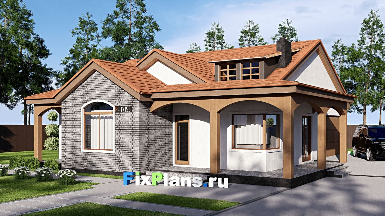Одноэтажный дом F-17153 — фасад