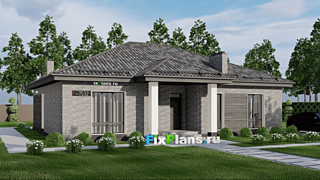Одноэтажный дом F-7532 — фасад