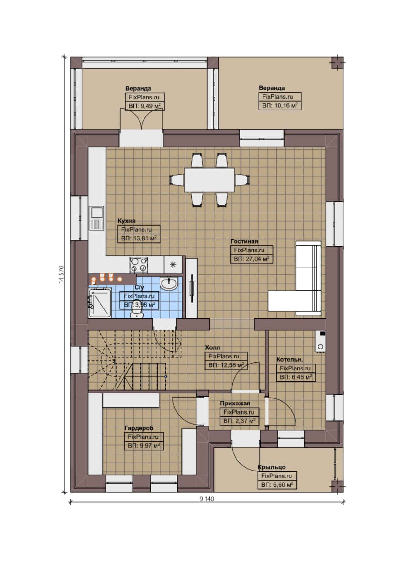 Планировка Двухэтажный дом F - 1439
