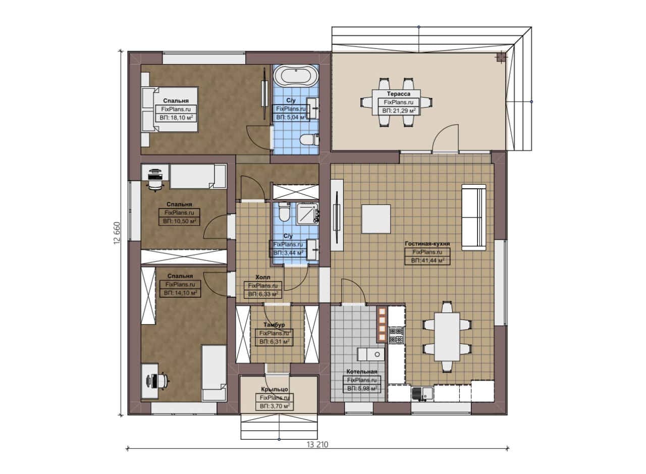Планировка Одноэтажный дом F-4148