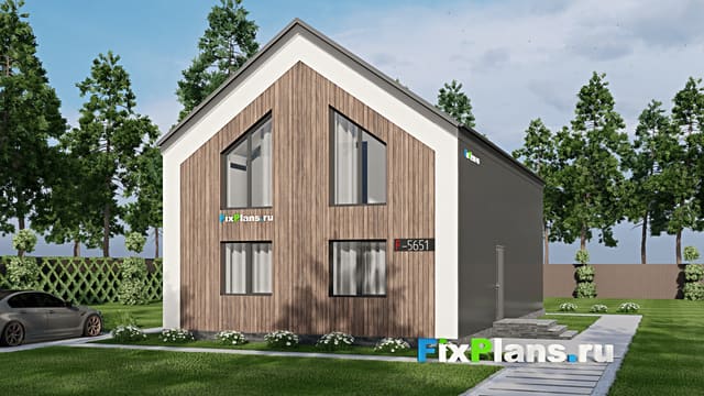 Одноэтажный дом с мансардой  F-5651